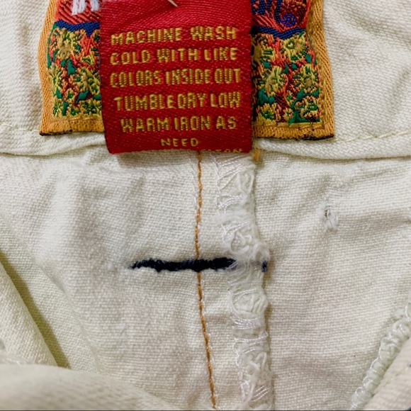 YELLOW TIE DYE DISTRESSED DENIM MINI SKIRT OMBRE SLANT POCKETS RAW HEM - Picture 9 of 11